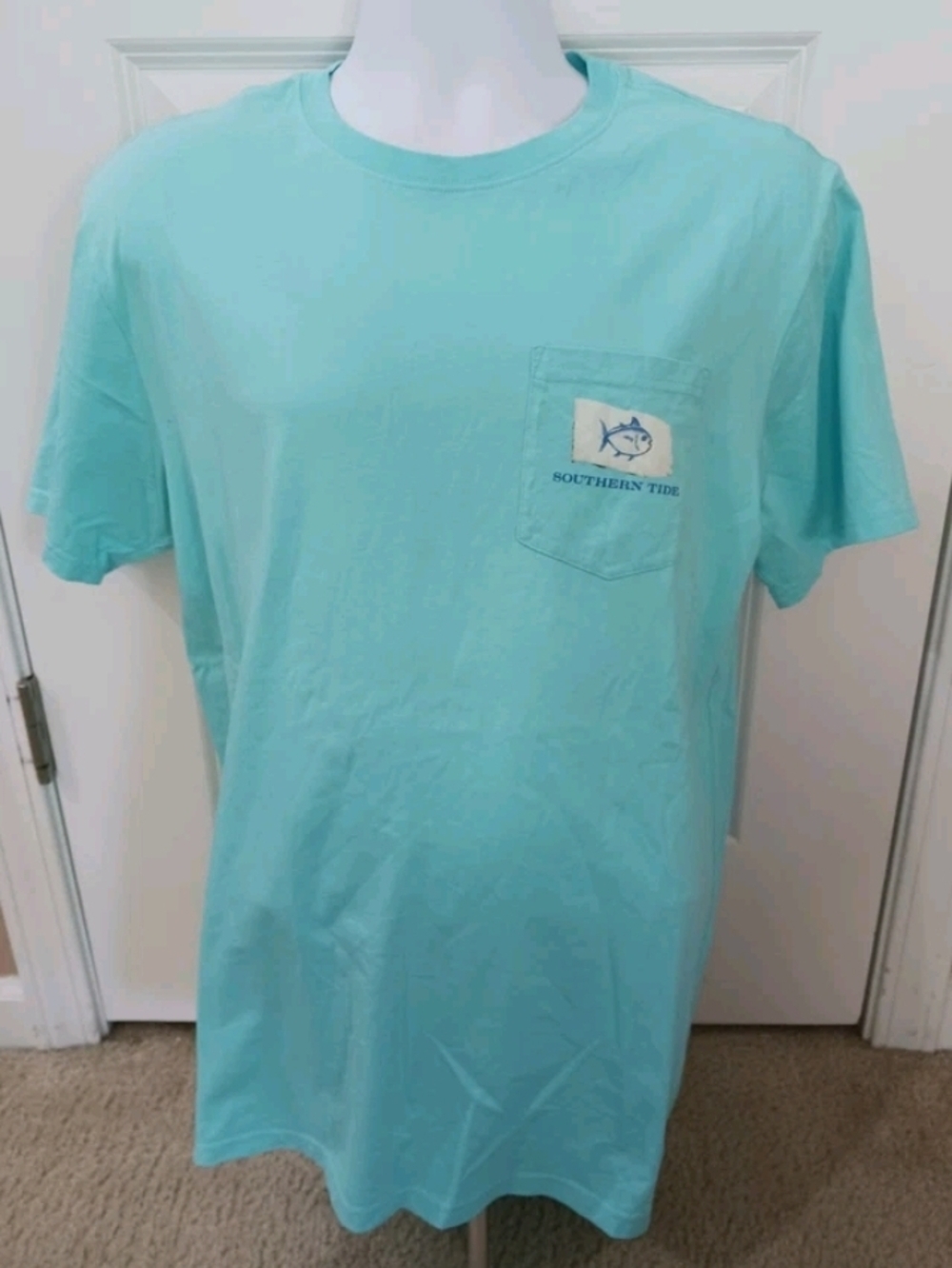Southern Tide Men’s Large Short Sleeve Aqua Blue Pocket T-Shirt Shirt